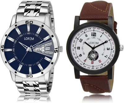 

LOREM LR11-102 Stylish Multicolor Round Boy's Leather & Metal Bracelet Hybrid Watch - For Men