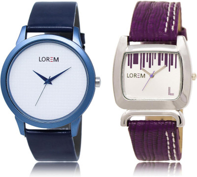 

LOREM LR33-207 Stylish White Round Boy's & Girl's Leather Watch - For Men & Women