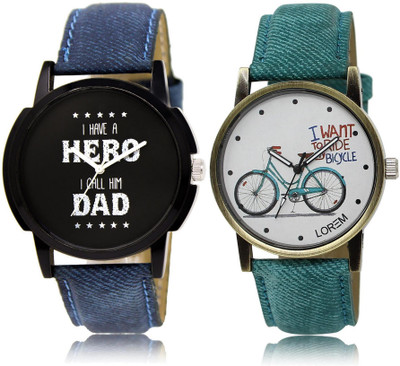 

LOREM LR7-229 Stylish White & Black Round Boy's & Girl's Leather Watch - For Men & Women