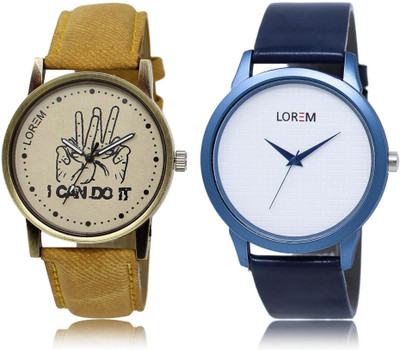

LOREM LR30-33 Stylish White & Grey Round Boy's Leather Watch - For Men