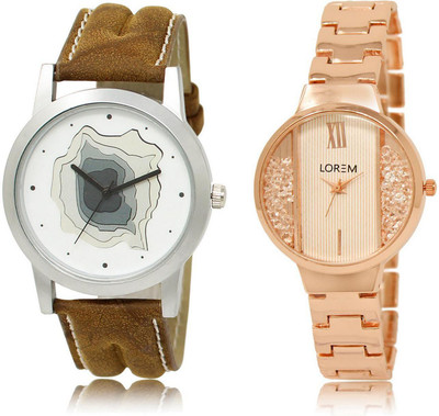 

LOREM LR9-217 Stylish White Round Boy's & Girl's Metal Bracelet & Leather Watch - For Men & Women