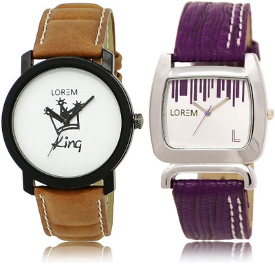 

LOREM LR18-207 Stylish White Round Boy's & Girl's Leather Watch - For Men & Women