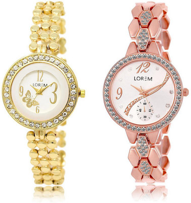 

LOREM LR203-215 Stylish Multicolor Round Girl's Metal Bracelet Watch - For Women