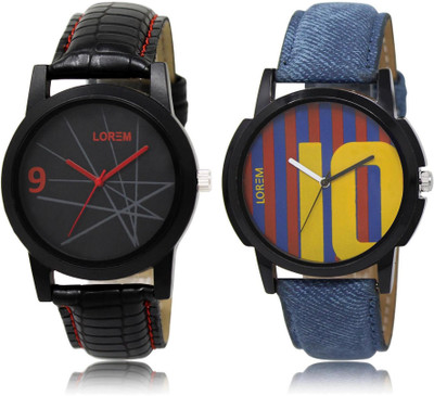 

LOREM LR8-10 Stylish Multicolor Round Boy's Leather Watch - For Men