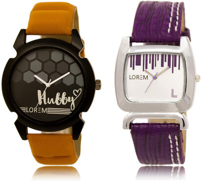 

LOREM LR32-207 Stylish White & Black Round Boy's & Girl's Leather Watch - For Men & Women