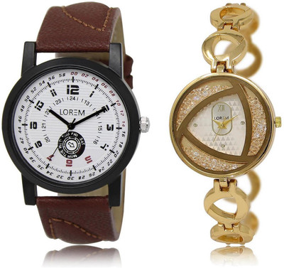 

LOREM LR11-239 Stylish Multicolor Round Boy's & Girl's Metal Bracelet & Leather Watch - For Men & Women