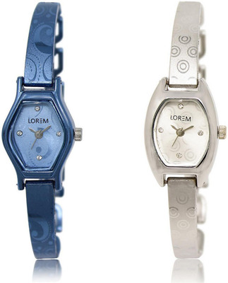 

LOREM LR218-219 Stylish Silver & Blue Contemporary Girl's Metal Bracelet Watch - For Women