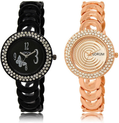 

LOREM LR201-202 Stylish Multicolor Round Girl's Metal Bracelet Watch - For Women