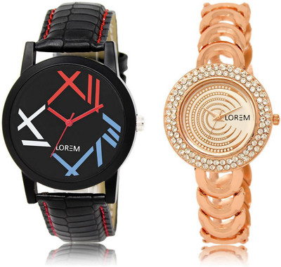 

LOREM LR12-202 Stylish Multicolor Round Boy's & Girl's Metal Bracelet & Leather Watch - For Men & Women