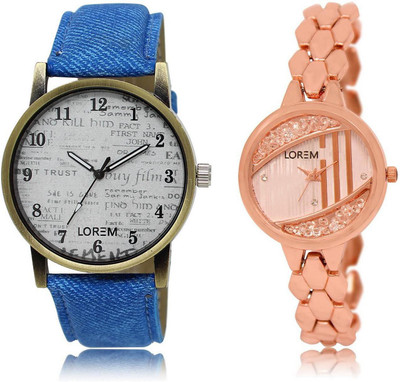 

LOREM LR28-222 Stylish Rose Gold & White Round Boy's & Girl's Metal Bracelet & Leather Watch - For Men & Women