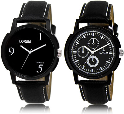 

LOREM LR6-13 Stylish Multicolor Round Boy's Leather Watch - For Men