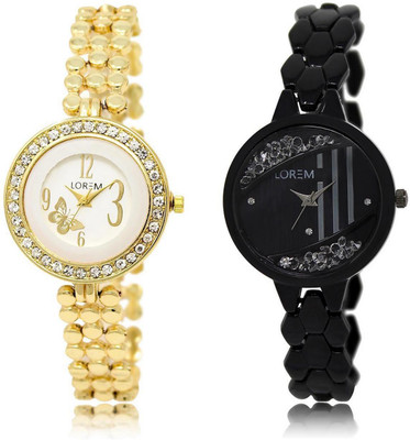 

LOREM LR203-221 Stylish Multicolor Round Girl's Metal Bracelet Watch - For Women