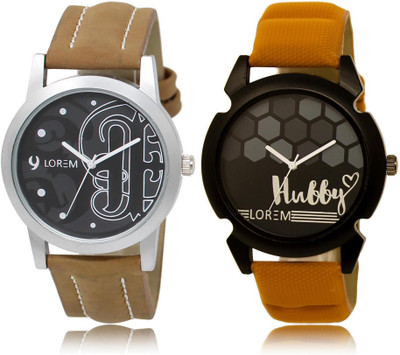 

LOREM LR14-32 Stylish Black Round Boy's Leather Watch - For Men