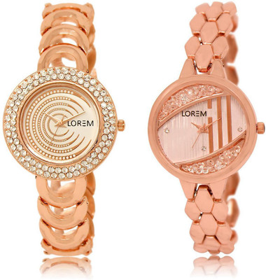 

LOREM LR202-222 Stylish Multicolor Round Girl's Metal Bracelet Watch - For Women