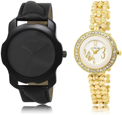 

LOREM LR22-203 Stylish Multicolor Round Boy's & Girl's Metal Bracelet & Leather Watch - For Men & Women