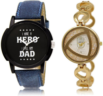 

LOREM LR7-239 Stylish Silver & Black Round Boy's & Girl's Metal Bracelet & Leather Watch - For Men & Women