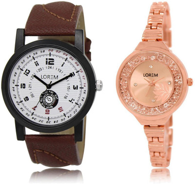

LOREM LR11-225 Stylish Multicolor Round Boy's & Girl's Metal Bracelet & Leather Watch - For Men & Women