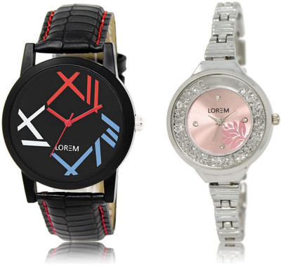 

LOREM LR12-226 Stylish Multicolor Round Boy's & Girl's Metal Bracelet & Leather Watch - For Men & Women