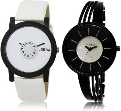 

LOREM LR26-212 Stylish Multicolor Round Boy's & Girl's Metal Bracelet & Leather Watch - For Men & Women