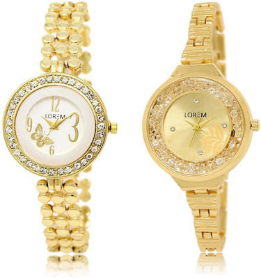 

LOREM LR203-224 Stylish Multicolor Round Girl's Metal Bracelet Watch - For Women