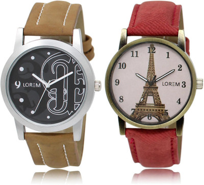 

LOREM LR14-230 Stylish White & Black Round Boy's & Girl's Leather Watch - For Men