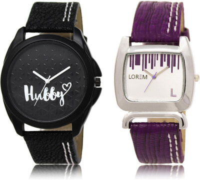

LOREM LR31-207 Stylish White & Black Round Boy's & Girl's Leather Watch - For Men & Women