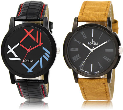 

LOREM LR12-19 Stylish Multicolor Round Boy's Leather Watch - For Men
