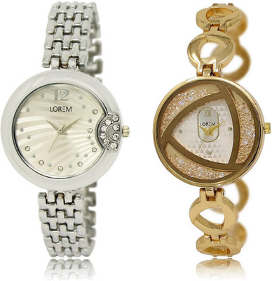 

LOREM LR227-239 Stylish White Round Girl's Metal Bracelet Watch - For Women