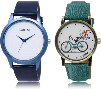 

LOREM LR33-229 Stylish White Round Boy's & Girl's Leather Watch - For Men & Women