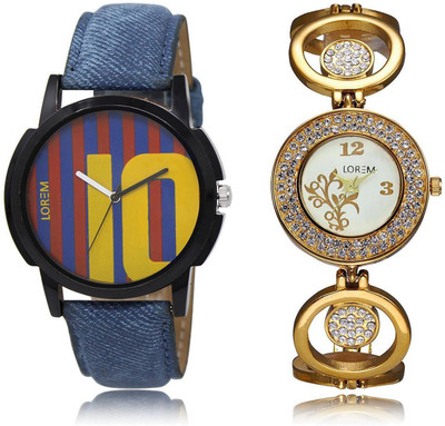 

LOREM LR10-204 Stylish Multicolor Round Boy's & Girl's Metal Bracelet & Leather Watch - For Men & Women
