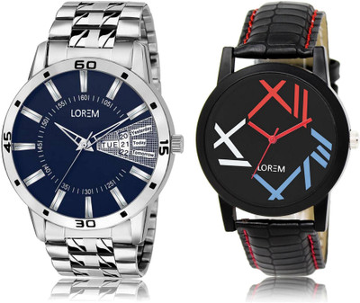 

LOREM LR12-102 Stylish Multicolor Round Boy's Leather & Metal Bracelet Watch - For Men