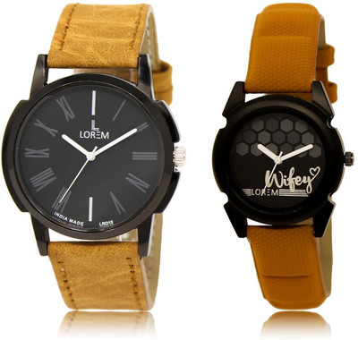 

LOREM LR19-235 Stylish Black Round Boy's & Girl's Leather Watch - For Men & Women