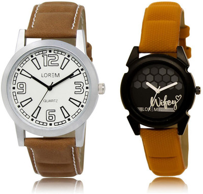 

LOREM LR15-235 Stylish Black & White Round Boy's & Girl's Leather Watch - For Men & Women