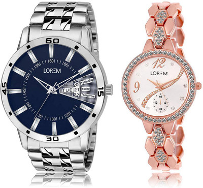 

LOREM LR102-215 Stylish Silver & Blue Round Boy's & Girl's Metal Bracelet Watch - For Men & Women