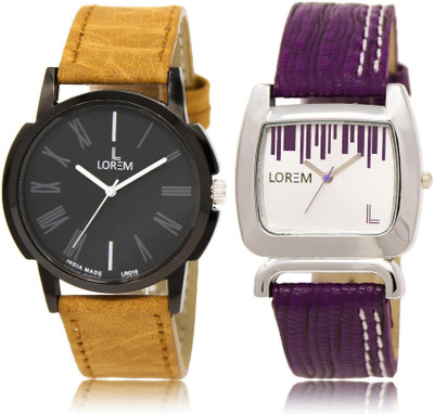 

LOREM LR19-207 Stylish White & Black Round Boy's & Girl's Leather Watch - For Men & Women