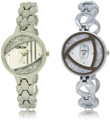 

LOREM LR223-240 Stylish White Round Girl's Metal Bracelet Watch - For Women