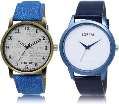 

LOREM LR28-33 Stylish White Round Boy's Leather Watch - For Men