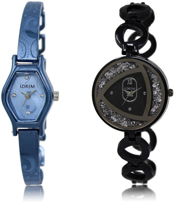 

LOREM LR218-237 Stylish Silver & Blue Round & Contemporary Girl's Metal Bracelet Watch - For Women