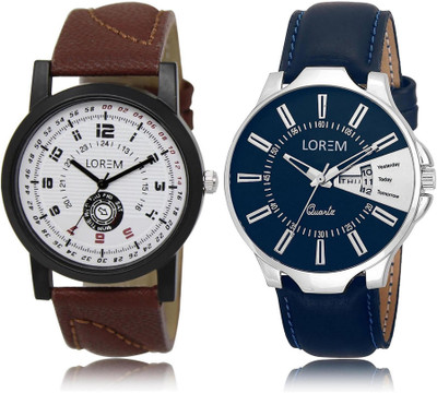 

LOREM LR11-23 Stylish Multicolor Round Boy's Leather Watch - For Men