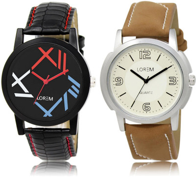 

LOREM LR12-16 Stylish Multicolor Round Boy's Leather Watch - For Men
