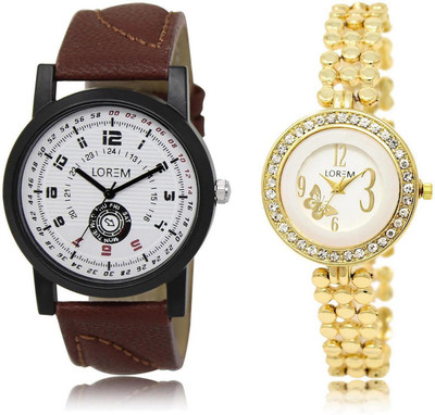

LOREM LR11-203 Stylish Multicolor Round Boy's & Girl's Metal Bracelet & Leather Watch - For Men & Women
