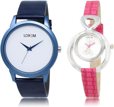 

LOREM LR33-205 Stylish Silver & White Round Boy's & Girl's Leather Watch - For Men & Women