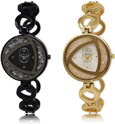 

LOREM LR237-239 Stylish White Round Girl's Metal Bracelet Watch - For Women