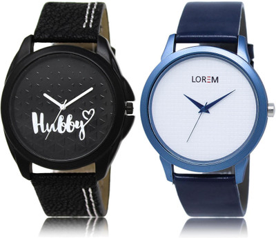 

LOREM LR31-33 Stylish White & Black Round Boy's Leather Watch - For Men