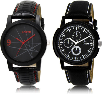 

LOREM LR8-13 Stylish Multicolor Round Boy's Leather Watch - For Men