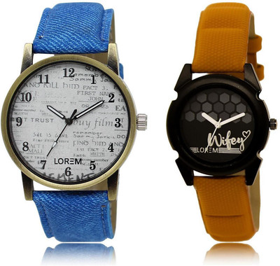 

LOREM LR28-235 Stylish Black & White Round Boy's & Girl's Leather Watch - For Men & Women