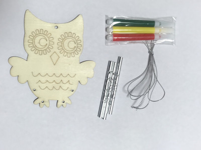 

Visual Echoes DIY Wind Chime Bell Owl Design Home Garden Hanging Dcor - MDF Board with Drawing Outine, 3 Metallic Chime Rods, 3 Sketch Colour Pens and 1 String.