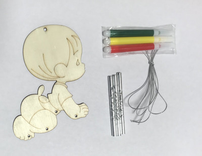 

Visual Echoes DIY Wind Chime Bell Baby Design Home Garden Hanging Dcor - MDF Board with Drawing Outine, 3 Metallic Chime Rods, 3 Sketch Colour Pens and 1 String.