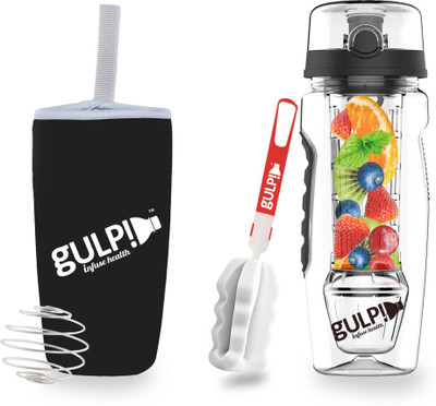 

gulp! Fruit Infuser Water 1000 Bottle(Pack of 6, Black)