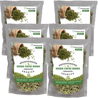 

potentveda Green Coffee Beans Unroasted Arabica for weight loss Men & Women Roast & Ground Coffee(6 x 0.2 kg, Green Coffee Flavoured)